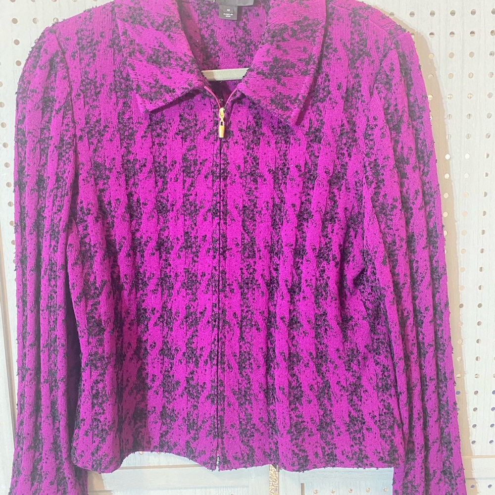 St. John Purple and Black Textured Blazer